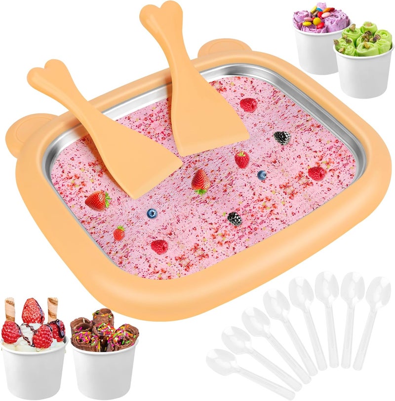 Windspeed 1+12P Rolled Ice Cream Maker Machine, Instant Ice Cream Maker Tray Instant Cold Plate for Making Homemade Rolled Slushies and Frozen Yogurt with 2P Scraper 10P Scoop - Image 1
